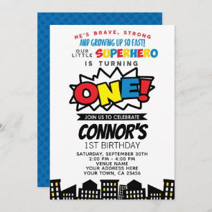 Invitation Superhero 1er Anniversaire