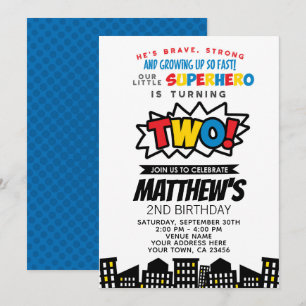 Invitation Superhero 2e anniversaire