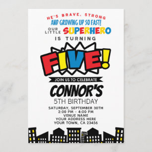 Invitation Superhero 5e anniversaire