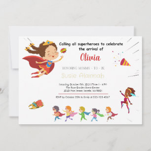 Invitation Superhero Baby shower fille