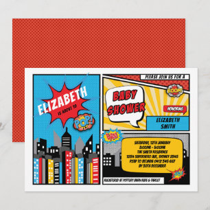Invitation Superhero Baby shower / Superheroes Comic Book
