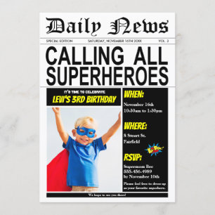 Invitation Superhero Birthday Party Super Hero Boy Photo