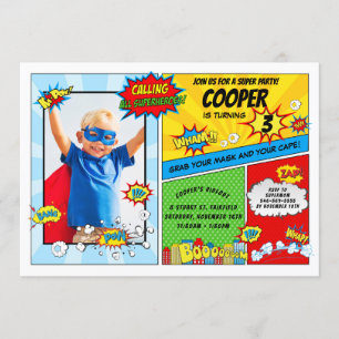 Invitation Superhero Birthday Party Super Hero Photo