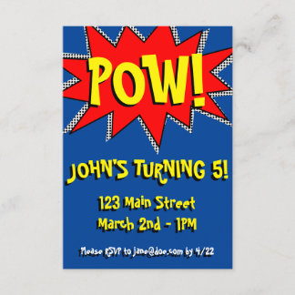 Invitation Superhero Comic Book Modèle d'invitation à thème