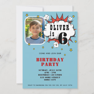 Invitation Superhero Comic Speech Bubble Boy Anniversaire Par