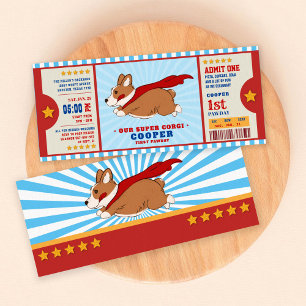 Invitation Superhero Corgi Puppy fête d'anniversaire