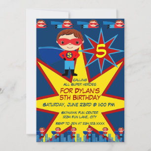 Invitation Superhero Enfants garçons Anniversaire Fête Invita