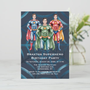 Invitation Superhero fête d'anniversaire pour les garçons