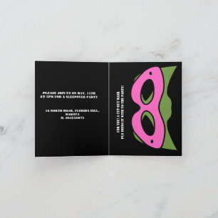 Invitation Superhero garçon rose et vert jeu Avatar et masque