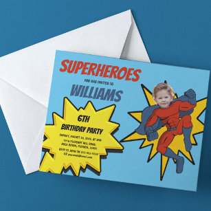 Invitation Superhero Modèle photo Enfants fête d'anniversaire