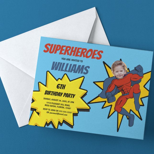 Invitation Superhero Modèle photo Enfants fête d'anniversaire (Créateur téléchargé)