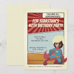 Invitation Superhero Old Comic Birthday Party (blond)