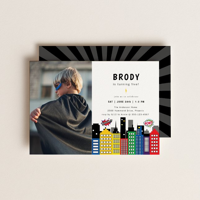 Invitation Superhero Thème Anniversaire Photo (Créateur téléchargé)