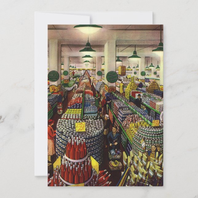 Invitation Supermarché vintage pour les entreprises, nourritu (Devant)