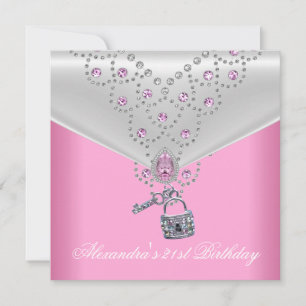 Invitation Superposition de fête d'anniversaire 21 ans Rose B