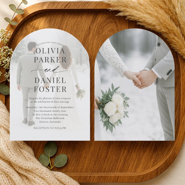 Invitation Superposition de photo élégante de mariage d'hiver (Créateur téléchargé)