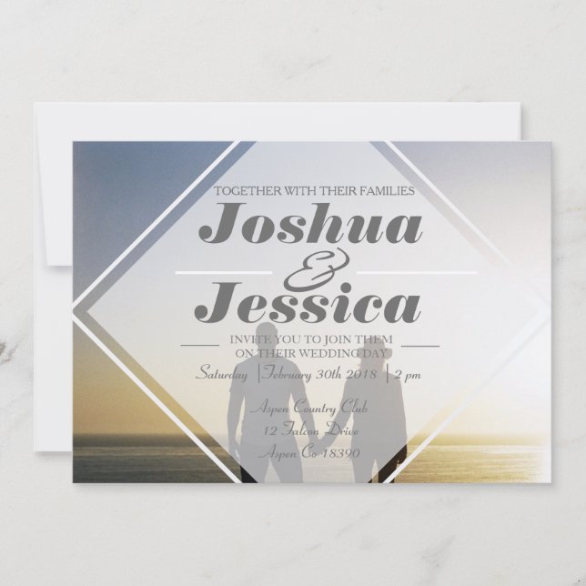 Invitation Superposition urbaine moderne | Mariage photo pers (Devant)