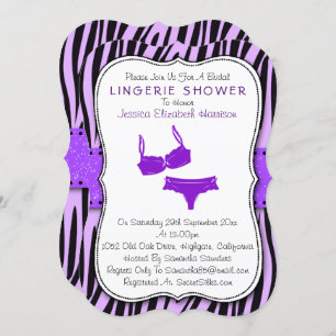 Invitation Support d'impression Zèbre Noir & Violet Douche Li