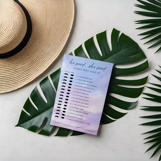 Invitation Sur Cloud 9 Devinez Qui Fête des mariées Game Card (Créateur téléchargé)