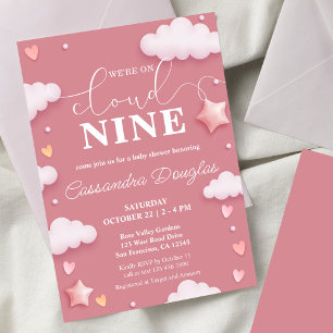 Invitation Sur Cloud Neuf Baby shower rose moderne
