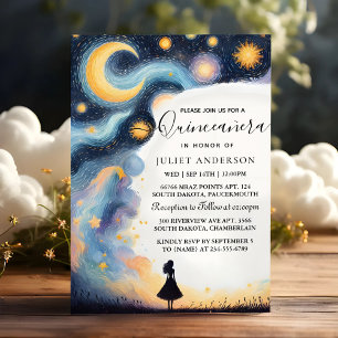 Invitation Sur Dark Fun Star Prom Starry Night Sky Quinceaner
