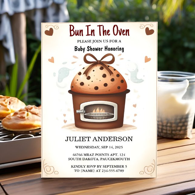 Invitation Sur Fun Retro Boho Cake Bun Dans Le Baby shower Du (Créateur téléchargé)