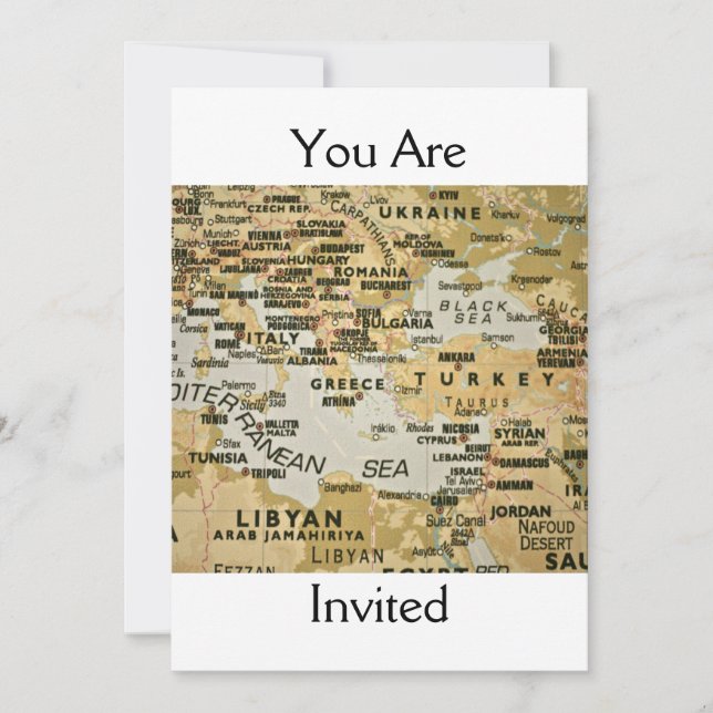 Invitation sur la carte de la Méditerranée orienta (Devant)