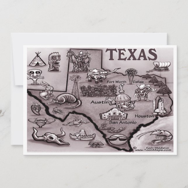 Invitation sur la carte du vieux Texas (Devant)