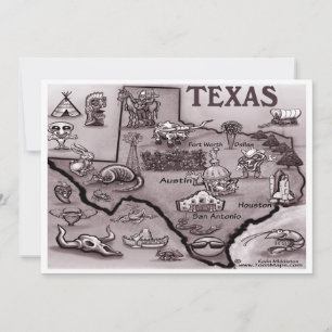 Invitation sur la carte du vieux Texas