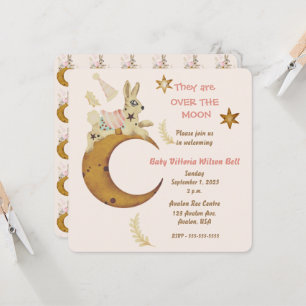 Invitation Sur la lune Baby Girl Douche
