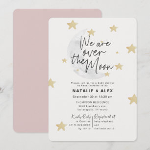 Invitation Sur la lune et les étoiles Baby shower fille