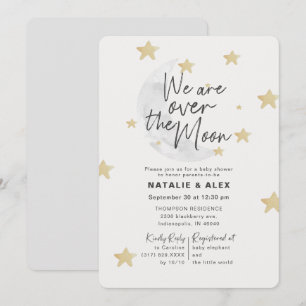 Invitation Sur la lune et les étoiles Baby shower neutre