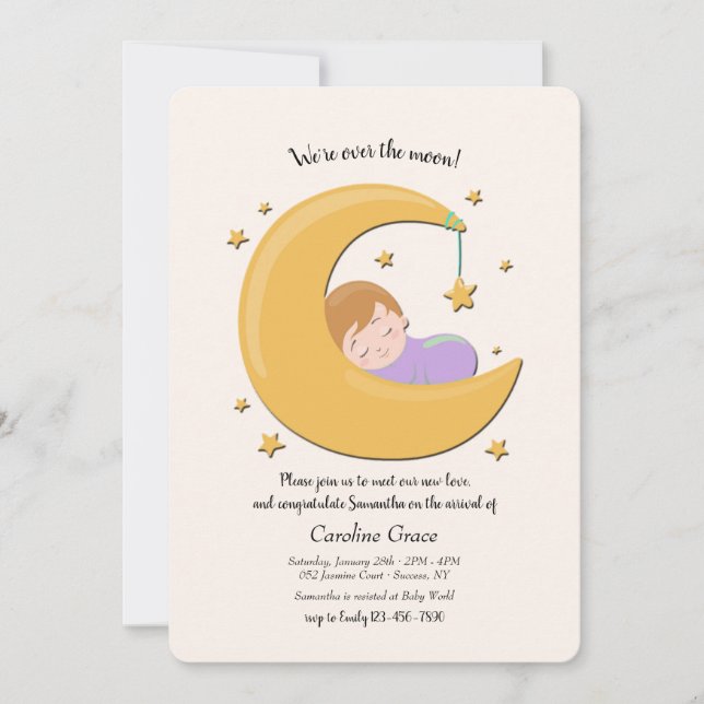 Invitation Sur la Lune, rendez-vous et bienvenue à l'invitati (Devant)