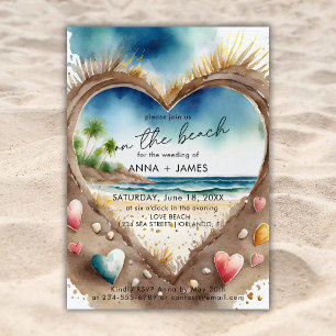 Invitation Sur la plage mariage aquarelle océan tropical