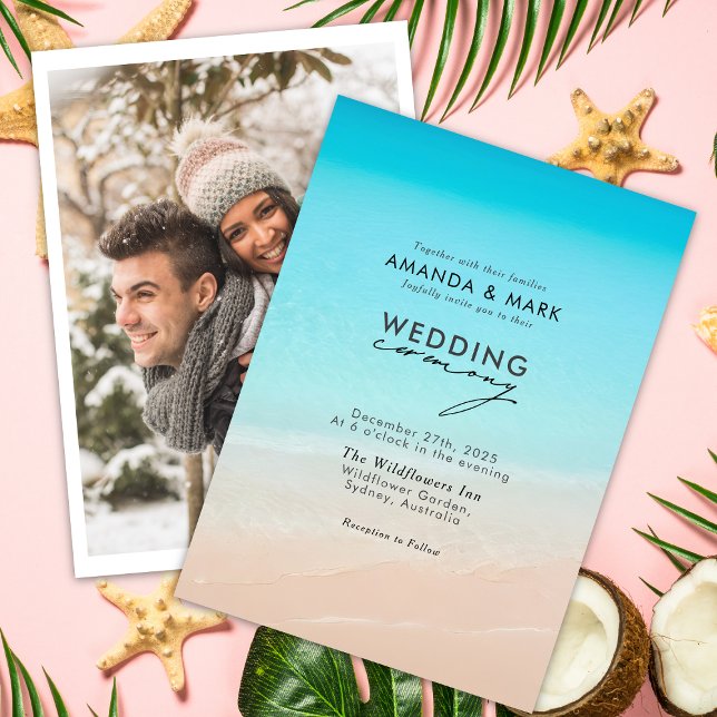 Invitation Sur la plage Mariage photo nautique (Créateur téléchargé)
