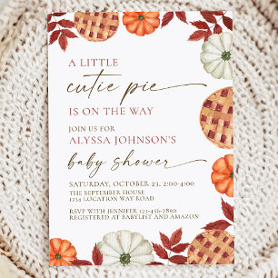 Invitation sur le Baby shower à tarte Little Cutie