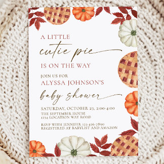 Invitation sur le Baby shower à tarte Little Cutie