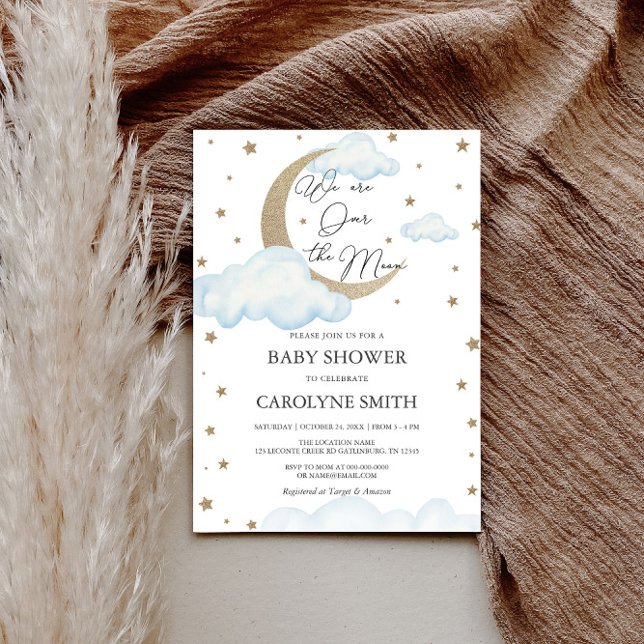 Invitation sur le Baby shower bleu lune (Créateur téléchargé)