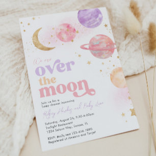 Invitation sur le Baby shower de la Lune