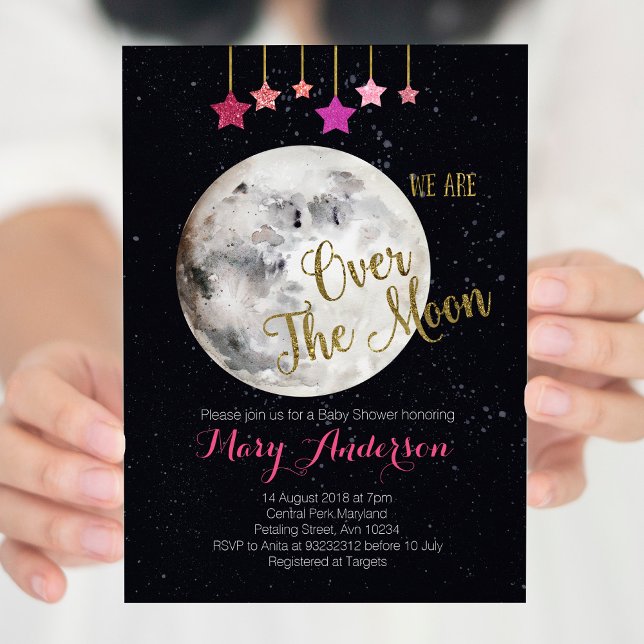 Invitation sur le Baby shower de la Lune (Créateur téléchargé)