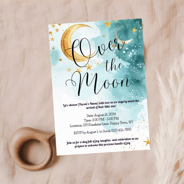 Invitation sur le Baby shower de la Lune (Créateur téléchargé)