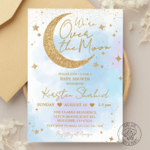 Invitation sur le Baby shower de la Lune