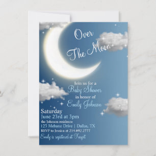 Invitation sur le Baby shower de la Lune