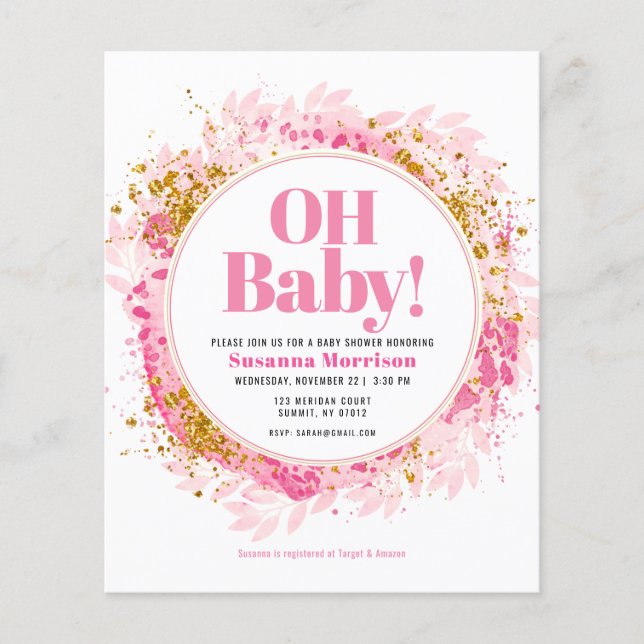 Invitation sur le Baby shower de Parties scintilla (Devant)
