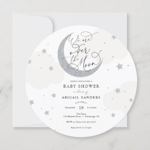 Invitation sur le Baby shower gris lune