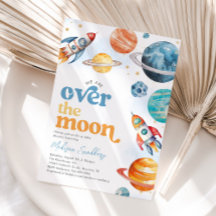 Invitation sur le Baby shower spatial de la Lune