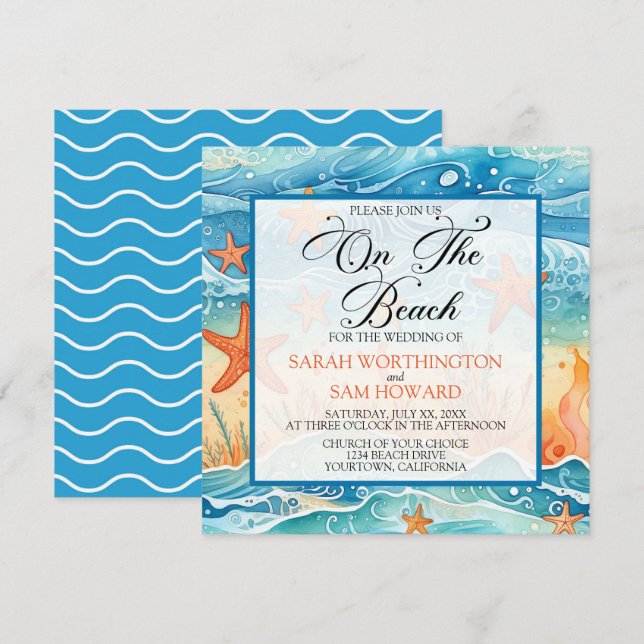 Invitation Sur Le Mariage De Plage (Devant / Derrière)