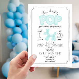 Invitation Sur Le Point De Pop Bleu Baby shower Animal Ballot