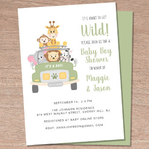 Invitation Sur le point d'obtenir Wild Safari Baby Boy Couple