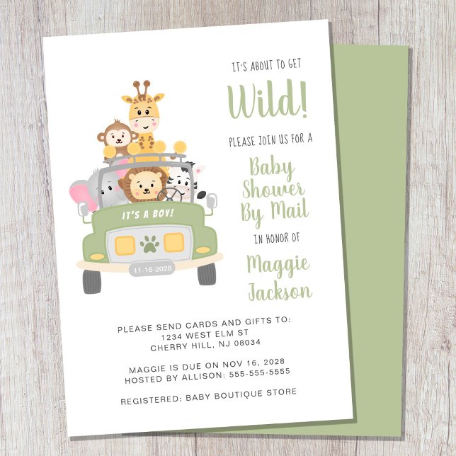 Invitation Sur Le Point D'Obtenir Wild Safari Baby shower Par (Créateur téléchargé)